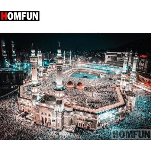 HOMFUN Full Square/Round Drill 5D DIY Diamond Painting "building" Embroidery Cross Stitch 5D Home Decor Gift A16529