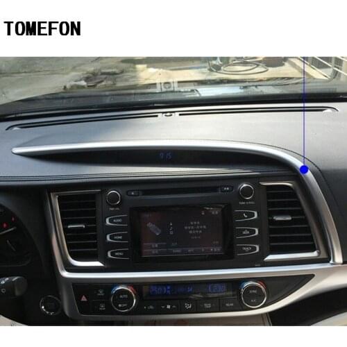 TOMEFON Auto Styling For Toyota Highlander Kluger XU50 2014 2015 2016 2017 ABS Chrome Front Console Navigation Screen Bar Trim