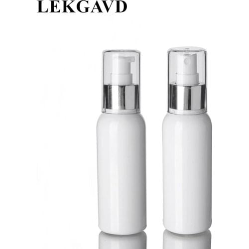 1PC 100ml White Spray Bottle with Alumina Cover PET Plastic Emulsion Bottle Travel Packaging Refillable Empty Bottle Wholesale