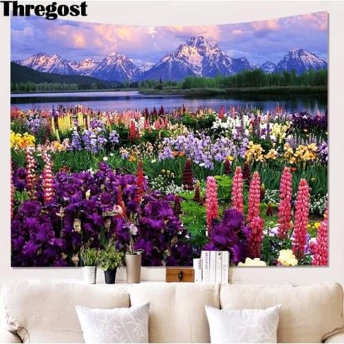 Bohemian Home Decor Wall Tapestry Hanging 3D Wall Carpets Floral Scenic Psychedelic Tapestry Woven Wall Hanging Hippie Curtains