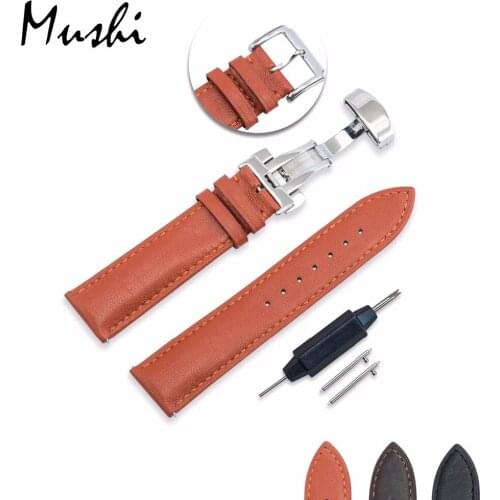 MS Watch Strap Quick Release Calfskin Genuine Leather Watch Band with Butterfly Pin Buckle 18 20 22 mm Watch Bracelet Men Women