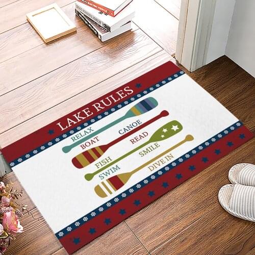 Lake Rules Oars Rowing Doormat Home Entrance Anti-Slip Mat Carpet for Room Bedroom Home Kitchen Doormat