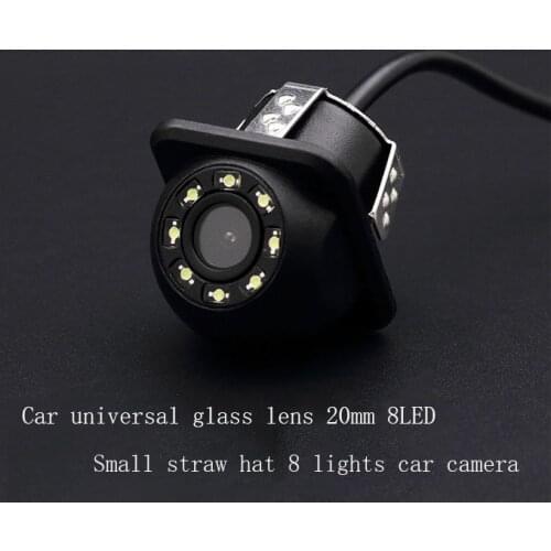 Ezzha Universal Mounted High-definition Rear View Webcam Reversing Video Night Vision Small Straw Hat 8 Lamp on Board Camera Abs