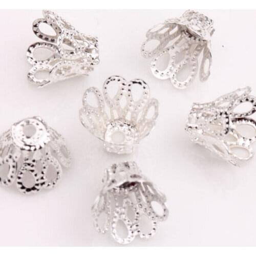 HOT SALE 100PCS 7mm Bead Caps Flower Bead Caps Findings Filigree Flower Cup Shape For DIY Jewelry Making
