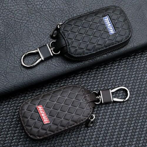 Leather Car Key For Great Wall Haval Coupe F7 H7 H8 H9 GMW H6 Samrt Cover Car Logo Diamond Pattern Case Keychain Key Housekeeper