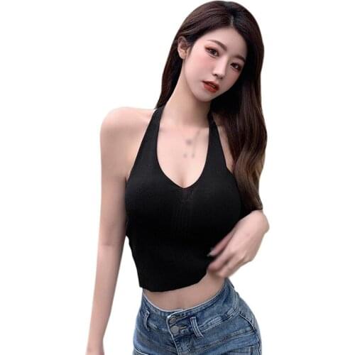 Sexy Backless Tank Top Deep V Neck Women Sleeveless Shirt Sexy Strapless Summer Camis