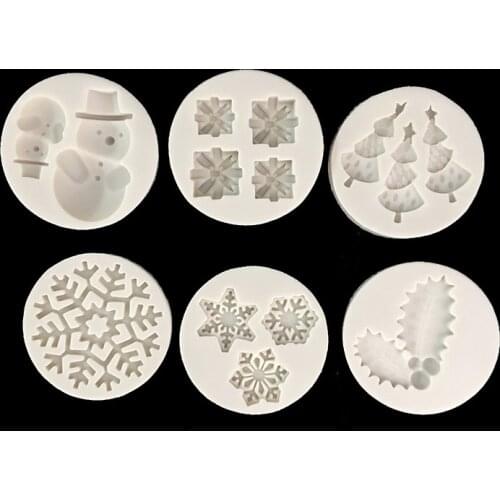 Minsunbak Snowflake Snowman Silicone Fondant Mould Christmas Series Cake Decorating Baking Tools chocolate Sugar craft tools