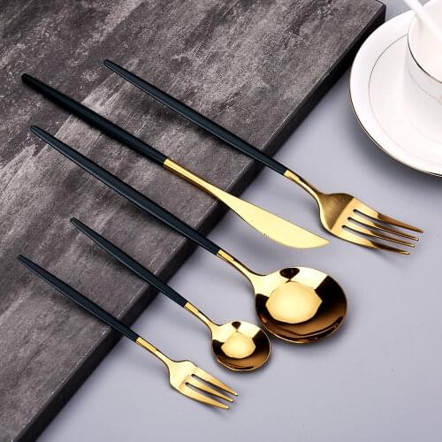 Kitchen Stainless Dinnerware Tableware Washing Utensils Cutlery Lunch Dishes Complete Dinner Fruit Fork Spoon Knife 24-30Pcs/Set