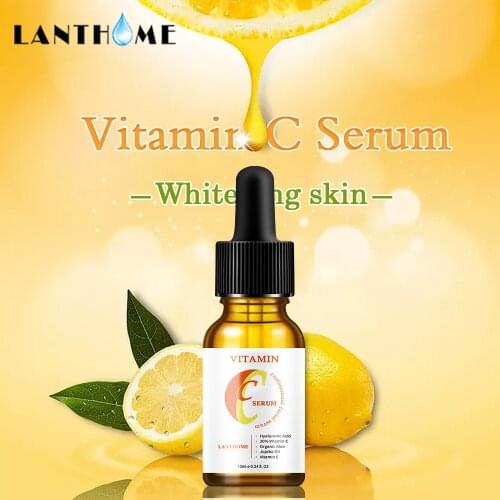 Natural Vitamin C Serum Hyaluronic Acid Whitening Anti-Aging Remover Freckle Speckle Fade Dark Spots Facial Serum Skin Care