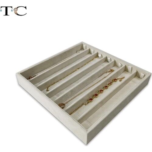 2019 Newest Gray Velvet Jewelry Storage Tray Portable jewelry Box Bracelet Necklace Jewelry Organizer Pendant anklet Holder Case