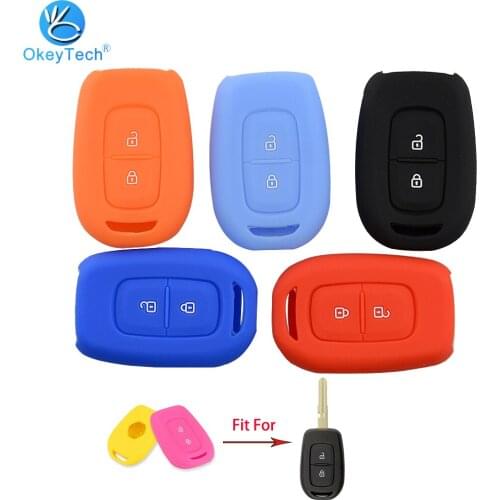 OkeyTech For Renault Duster dacia scenic master megane 2 Button Car Key Cover Case Shell Silicon Rubber Cover Case Fob Holder
