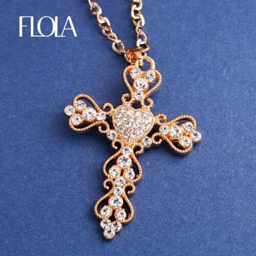 Fashion Jewelry Gold Cross Necklace Pendant Big Rhinestone Necklace Hollow Necklaces Pendants Women Men Jewelry Hip Hop nkek05