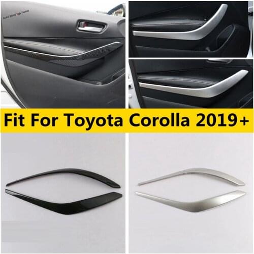 Yimaautotrims Inner Front Door Armrest Panel Cover Trim Fit For Toyota Corolla 2019 2020 2021 Carbon Fiber Look ABS Interior