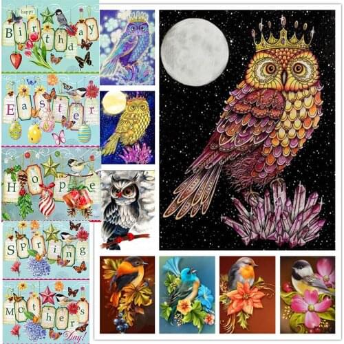 Popular 5d diamond painting full square /round cartoon owl diy diamond embroidery cross stitch beautiful brid Christmas gift
