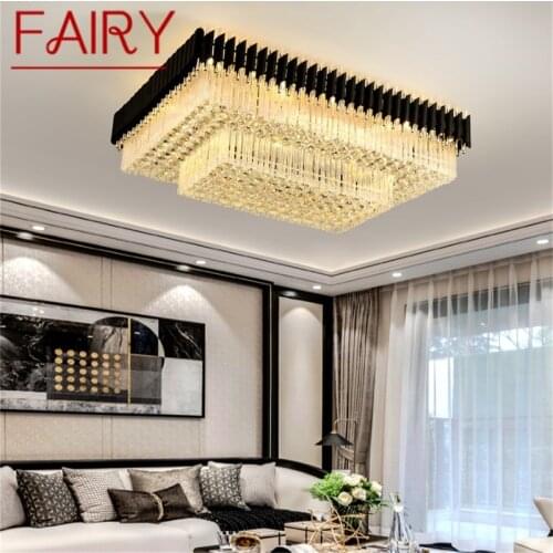FAIRY Rectangle Ceiling Lighting Postmodern Luxury Crystal LED Lamp Fixtures Home For Dining Room Decoration