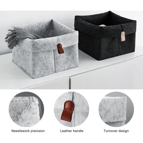 Nordic Felt Storage Basket Convenient Folding Hallway Entrance Key Small Storage Box Office Desk Home Supplies Organizer