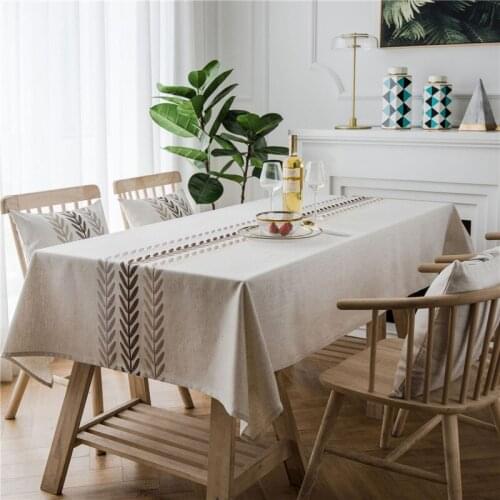 Cotton Linen Embroidered Tablecloth Waterproof Decorative Dust-Proof Furniture Dining Tables Desk Table Cloth Cover for Home