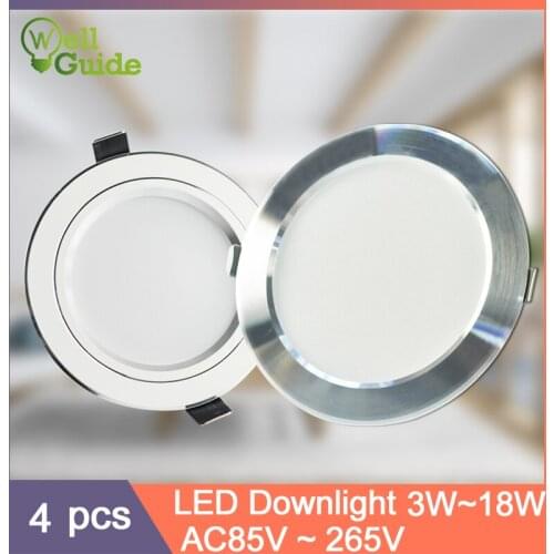 LED Downlight Round Recessed Lamp 220V 85V 265V Led Bulb 4Pcs 3W 5W 9W 10W 12W 15W 18W LED Spot Lighting Kitchen Bedroom Indoor