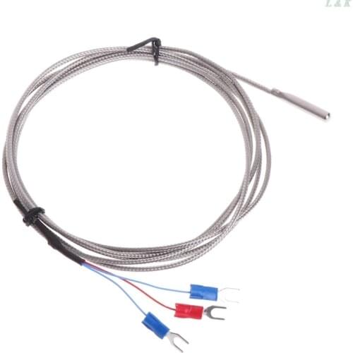 Stainless Steel RTD PT100 Temperature Sensor Thermocouple with 2m 3 Cable Wires
