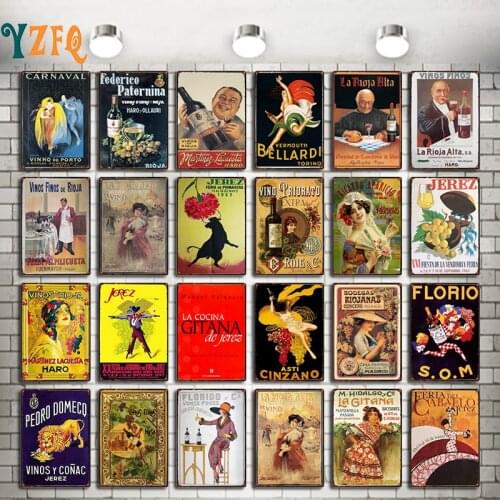 Spanish Italy Wine Vintage Tin Sign Metal Poster For Wall Bar Home Art Plaque Vintag Decoration Cuadros 30X20CM DU-10741A