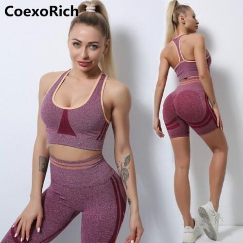 Gym Clothing Women Yoga Set Sports Bra Seamless Crop Tank Top High Waist Shorts Suit for Fitness Workout Leggings Sportswear