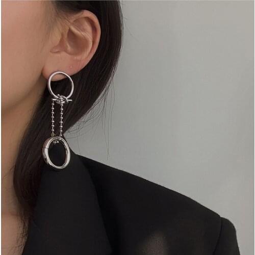 New Punk Metal Zipper Head Stud Earrings for Women Hihop Jewelry 2019 Ball Chain Tassel Pendant Circle Earring Femme Brincos