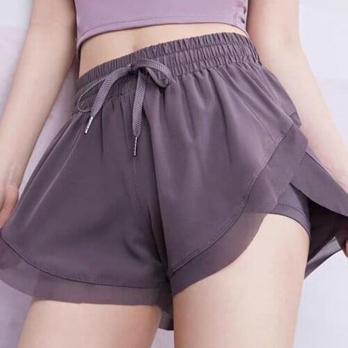 2 In 1 Women Sport Gym Shorts High Waist Pocket Cool Gym Double Layer Shorts Sexy Exercise Running Workout Yoga Shorts for Femme