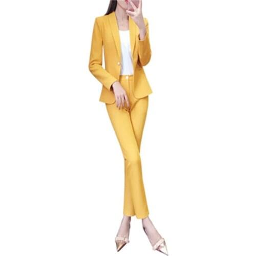 Women Pant Suits Autumn New High end Fashion suit female Slim temperament professional suit + feet pants two-piece suit