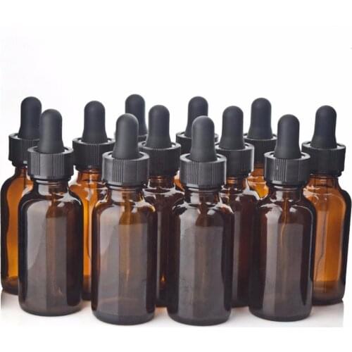 12pcs 30ml Amber Glass Liquid Reagent Pipette Bottle with Eye Dropper for Essential oil Aromatherapy Chemistry Lab Chemicals 1oz