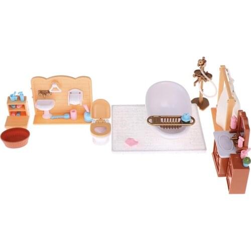 1 Set Doll House Creative Miniature Bathroom Bath Furniture Necessity Assembly Scene Toy Accessories