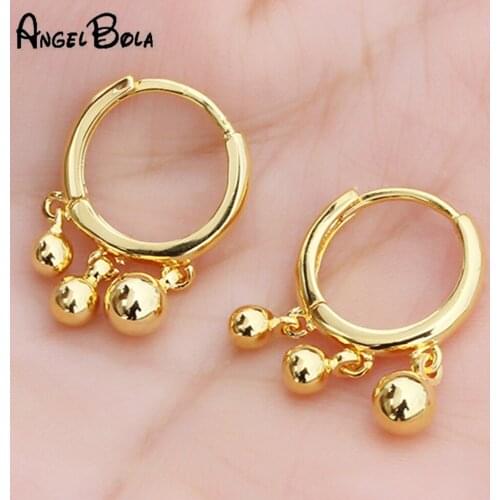 2021 Fashion New 18K Gold Round Bead Charm Lady Pendant Earrings Muslim Islamic Luxury Jewelry Party Event Wholesale