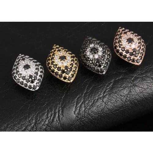 4colors CZ Brass Metal Micro Pave Cubic Zirconia Eye Bead Spacer Beads For Jewelry Making DIY Bracelet