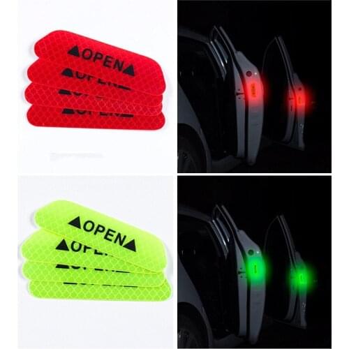 4 pieces / set of car open reflective tape warning mark luminous tape sticker for Volkswagen Skoda Octavia Fabia Rapid Superb