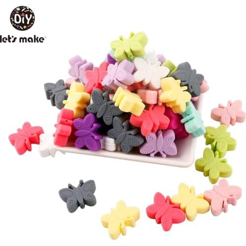 Lets Make Silicone Butterfly Beads 50pc Small Beads For Teething Holes DIY Beads 3cm Butterfly BPA Free Silicone Flower Beads