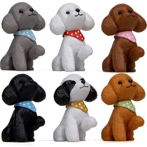 6Pcs/Lot kawaii Teddy Dog Figures Doll Animals Model Toys Garden Landscape Figurines Home Decor Children Gift
