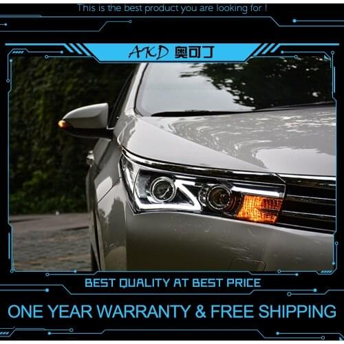 AKD tuning cars Headlight For Toyota Corolla 2014-2016 Headlights LED DRL Running lights Bi-Xenon Beam Fog lights angel eyes