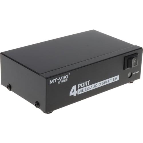 4Port AV Switch 3 RCA Splitter Adapter 1 Input 4 Output L/R Audio Video Switcher Selector Box US