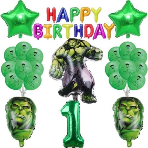 1Set Avengers Hulk Theme Happy Birthday Decoration 32inch Number Balloon Baby Shower Supplies Kids Boy Toys Globos