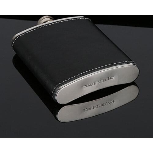 Portable Stainless Steel Hip Flask Flagon Whiskey Wine Pot Bottle Gift 5/6/7/8/9 Oz with Leather Holder GQ