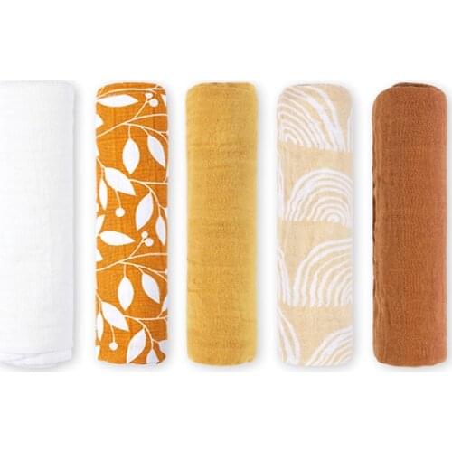 5 Pieces Cotton Muslin Baby WrapThin Blanket 60cmx60cm Kerchief Newborn Swaddle Wrap Burp Cloths Towel