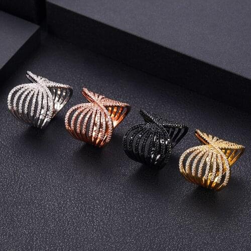 Monaco Design Luxury Statement Stackable Ring For Women Wedding Cubic Zircon Engagement Dubai Punk Bridal Top Finger Rings