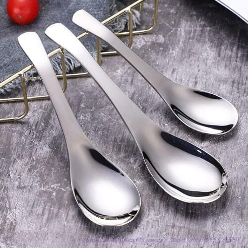 Natural 304 Stainless Steel Earl Spoon Thickened Spoon Bottom Tableware Chinese Palace Integral Molding Mirror Polished Spoon