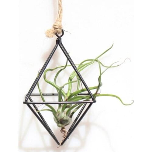 New Freestanding Hanging Flower Pot Geometric Swing Iron Art Iron Blue Air Plant Stand Triangular Metal Frame