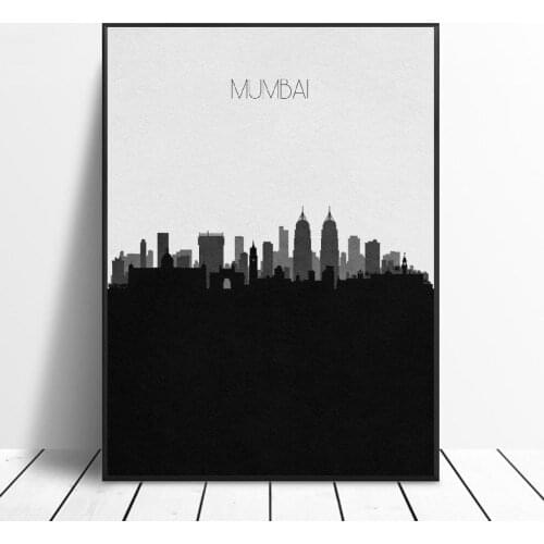 Frame Mumbai Skyline Art Canvas Poster Print painting Modern Minimalist Bedroom Living Room Decoration