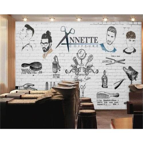 Beibehang Custom 3D Europe and the United States hand-painted barber shop wall murals Photo wall wallpaper installed wallpaper