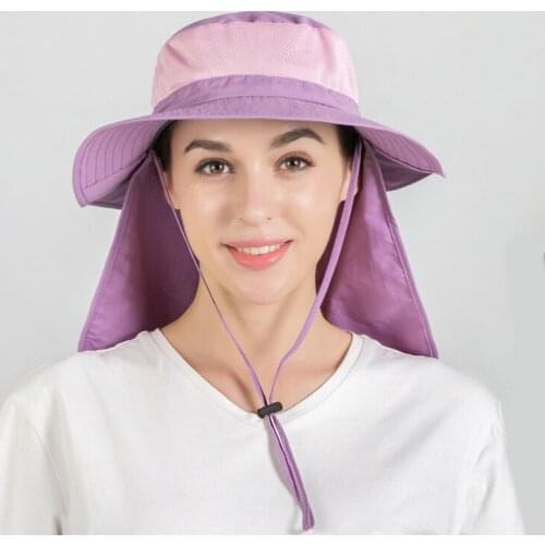 Outdoor Hiking Men Womens Sunscreen Fisherman Hat Shade Breathable Anti-UV Sun Hats Summer Climbing Camping Fishing Sports Cap