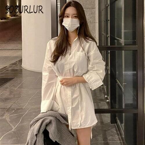 SOBURLUR 2021 Casual Loose Basic Oversize Womens Blouses Harajuku Crop Top Woman Clothes Tunics Plussize Blousas White Shirts