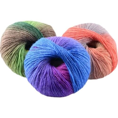 TPRPYN 1Pc=50g Cashmere Yarn Knitted Chunky Hand-Woven Woolen Rainbow Colorful Knitting Scores 100% Wool Yarn Needles Crochet