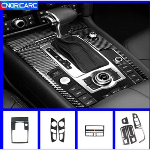 Carbon Fiber Car Styling Console Gearshift Frame Decoration Cover Sticker Trim For Audi Q7 2008-15 CD Panel Interior Accessories