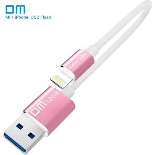 Free shipping DM APD009 MFI USB3.032GB 64GB usb flash drives and cable for iphone for ipad external storage usb flash disk